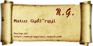 Matuz Györgyi névjegykártya